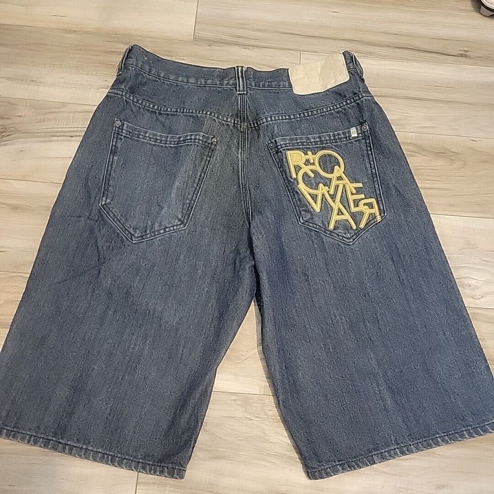 Rocawear Shorts Mens 36 Blue Jean Denim Baggy Dark Wash‎ Casual